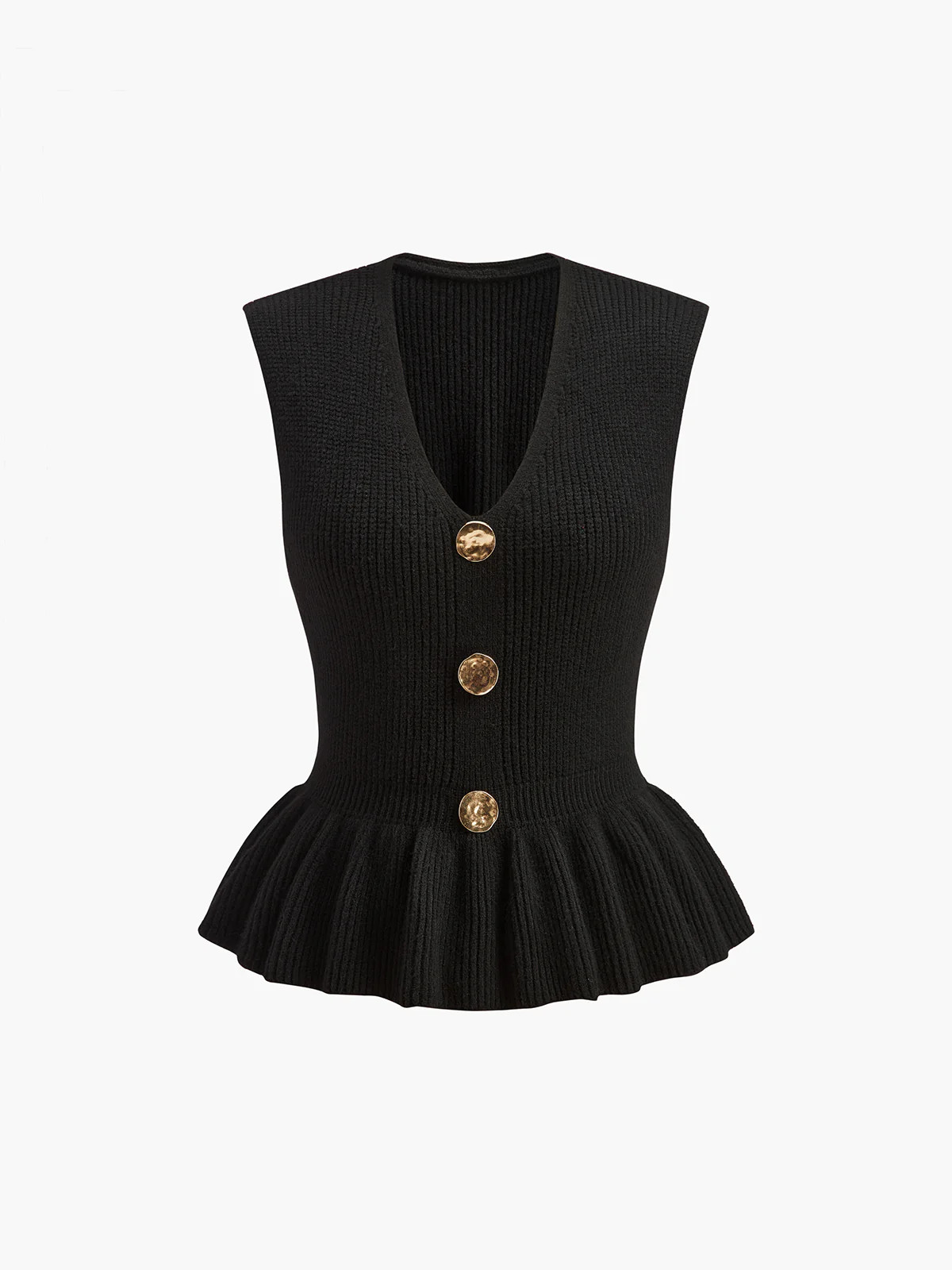 Ribbed Ruffle Sweater Vest | Commense