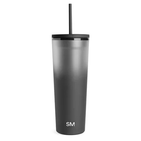 Simple Modern 24 fl oz Double Wall Plastic Classic Tumbler with Lid and Straw | Midnight Black | Walmart (US)