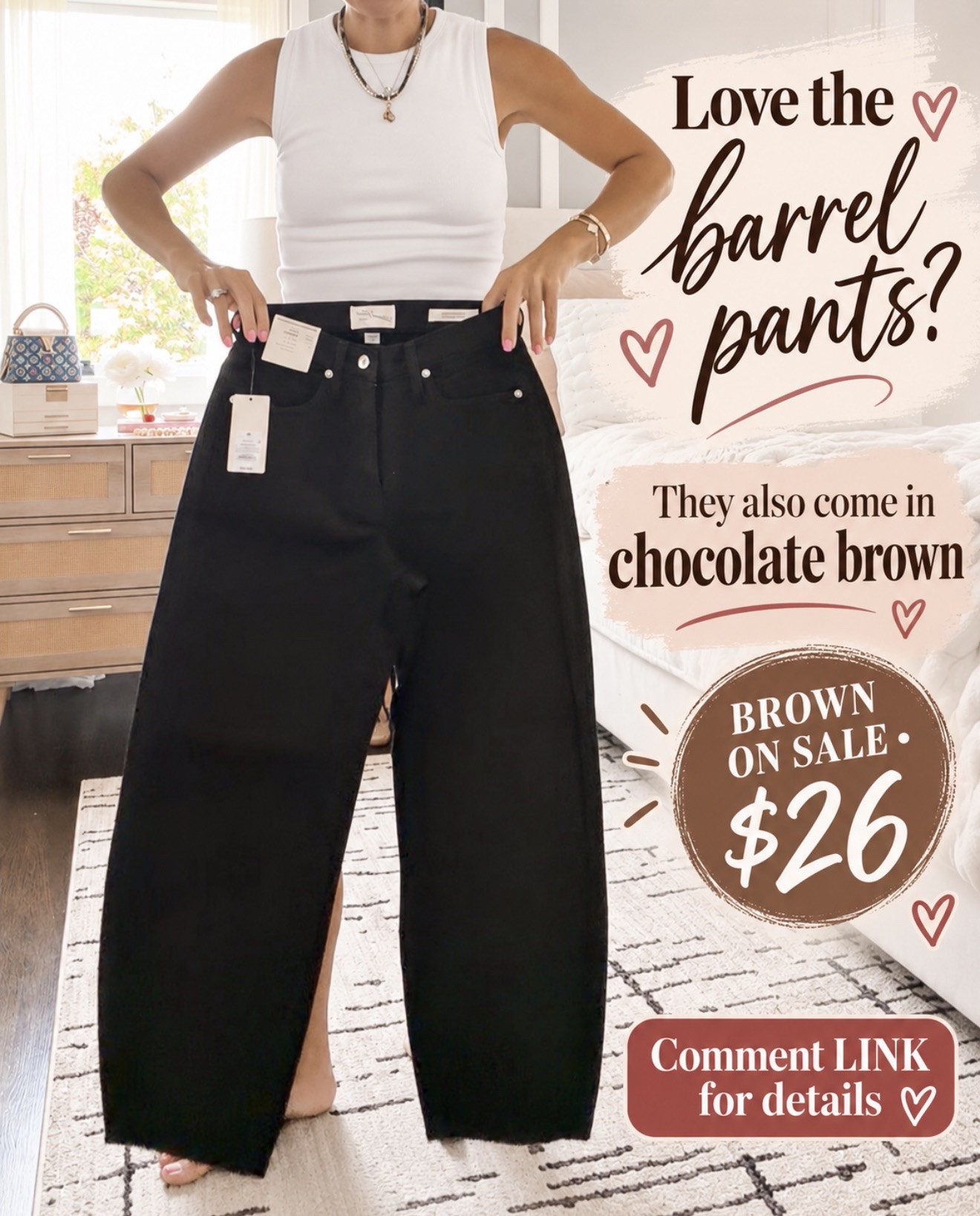 If you loved the barrel pants, they also come in chocolate brown—and that color is on sale for $26! 🤎 Comment LINK for details!

#LTKSaleAlert #LTKOver40 #LTKSeasonal