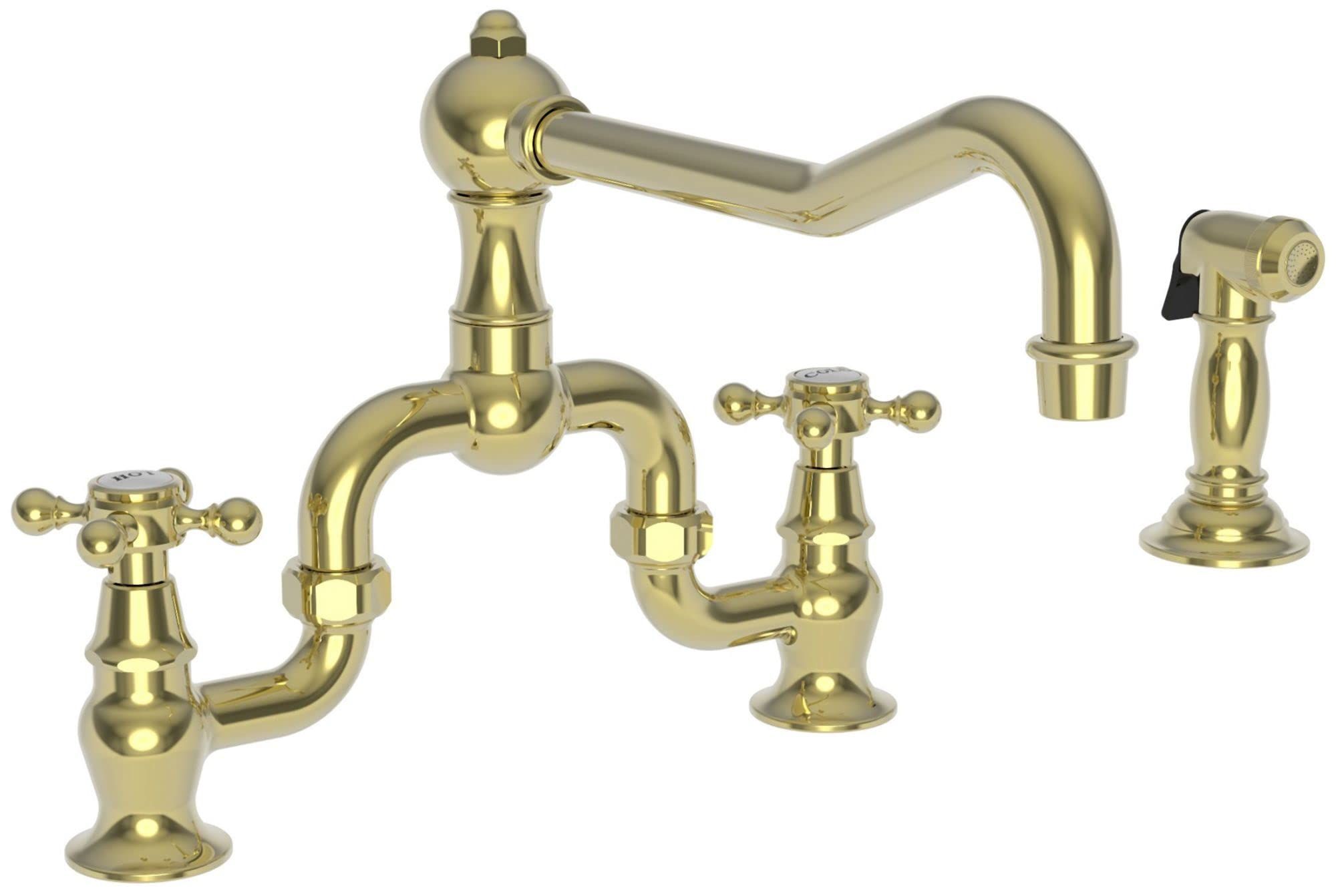Newport Brass 9452-1/03N Chesterfield Double Handle Bridge Kitchen Faucet with Side Spray and Metal  | Amazon (US)