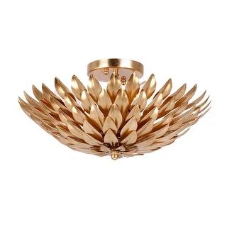 Broche 4 Light Antique Gold Ceiling Mount - 16'' W x 6.25'' H - Overstock - 11722898 | Bed Bath & Beyond