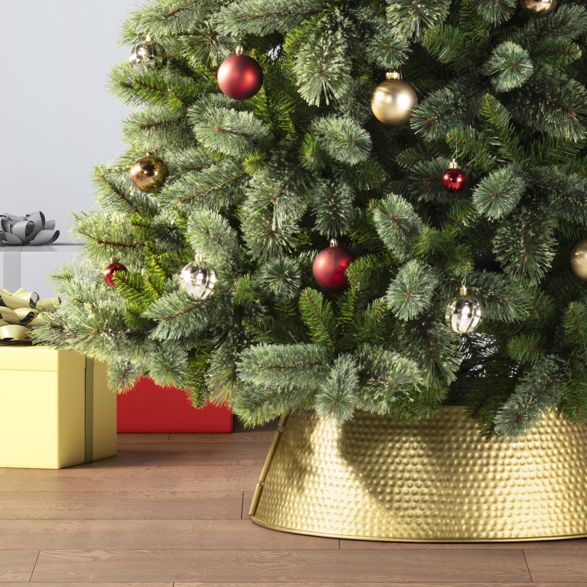 25" Hammered Metal Christmas Tree Collar Matte Gold - Wondershop™ | Target