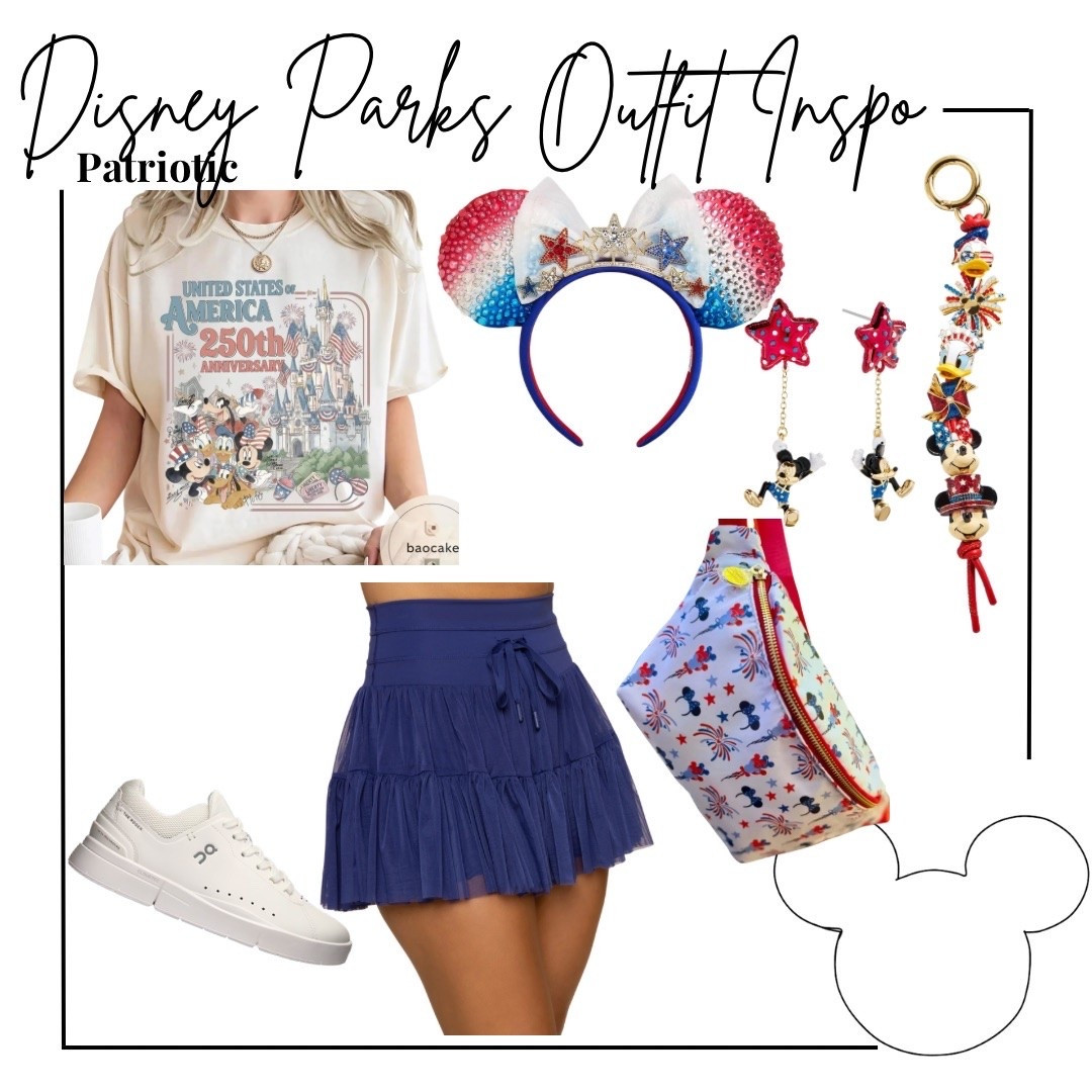 Disney parks outfit inspo - 250th anniversary of America outfit - Fourth of July outfit - baublebar America patriotic eats, Disney America belt bag from Etsy, Mickey and friends patriotic bag charm, graphic tee from Etsy, sapphire pirouette skirt from Popflex 

ootd, Outfit inspo, Disney princess finds, Disney parks Outfit, Disney bound,  under $50 outfit, affordable outfit, casual outfit, Disney seasonal , Etsy finds, Disney outfit, Mickey ears, minimal Disney style, #ltkdisney, Disney ears, Disney aesthetic, theme park outfit, Disney parks outfit ideas, comfy Disney outfit, small business finds,

#LTKootd #LTKSeasonal #LTKgrwm