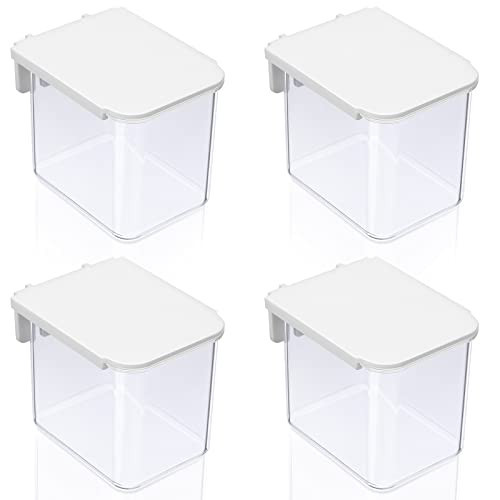 Yulejo 4 Pack Pegboard Accessories with Lid White Clear Peg Board Bins with Hooks Containers Plastic Pegboard Bins for Garage Craft Room Storage Kitchen, 3.9 x 3.2 x 3.2 Inch | Amazon (US)