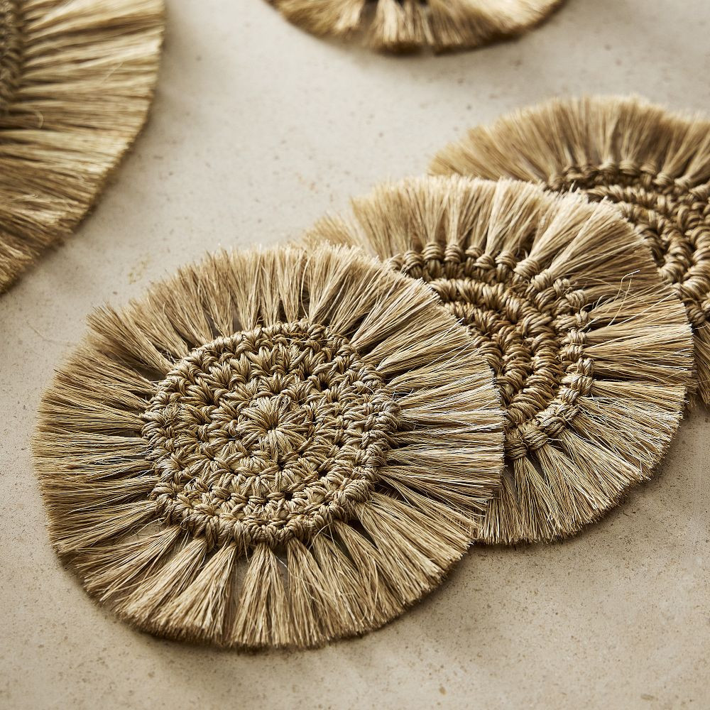 TALLO de OLIVO Fique Fringe Coasters (Set of 4) | West Elm (US)