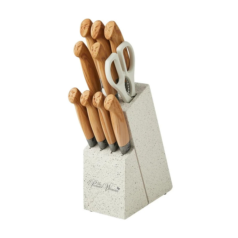 The Pioneer Woman 11-Piece Stainless Steel Knife Block Set, Linen Speckle | Walmart (US)