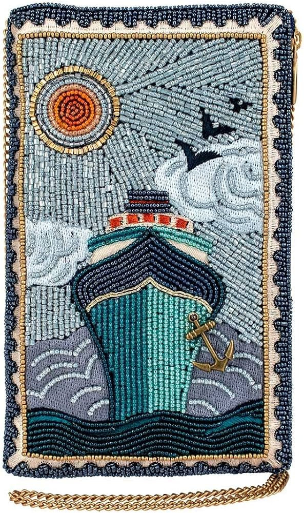 Mary Frances On Board Beaded Crossbody Cell Phone Bag – Adjustable Strap Evening Clutch with Zi... | Amazon (US)