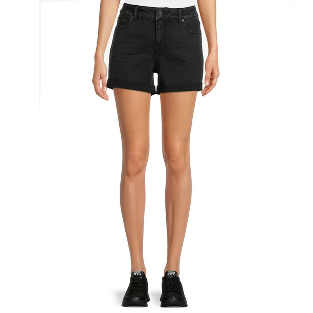 Time and Tru Women's Mid Rise Shorts with Double Roll Cuffs | Walmart (US)
