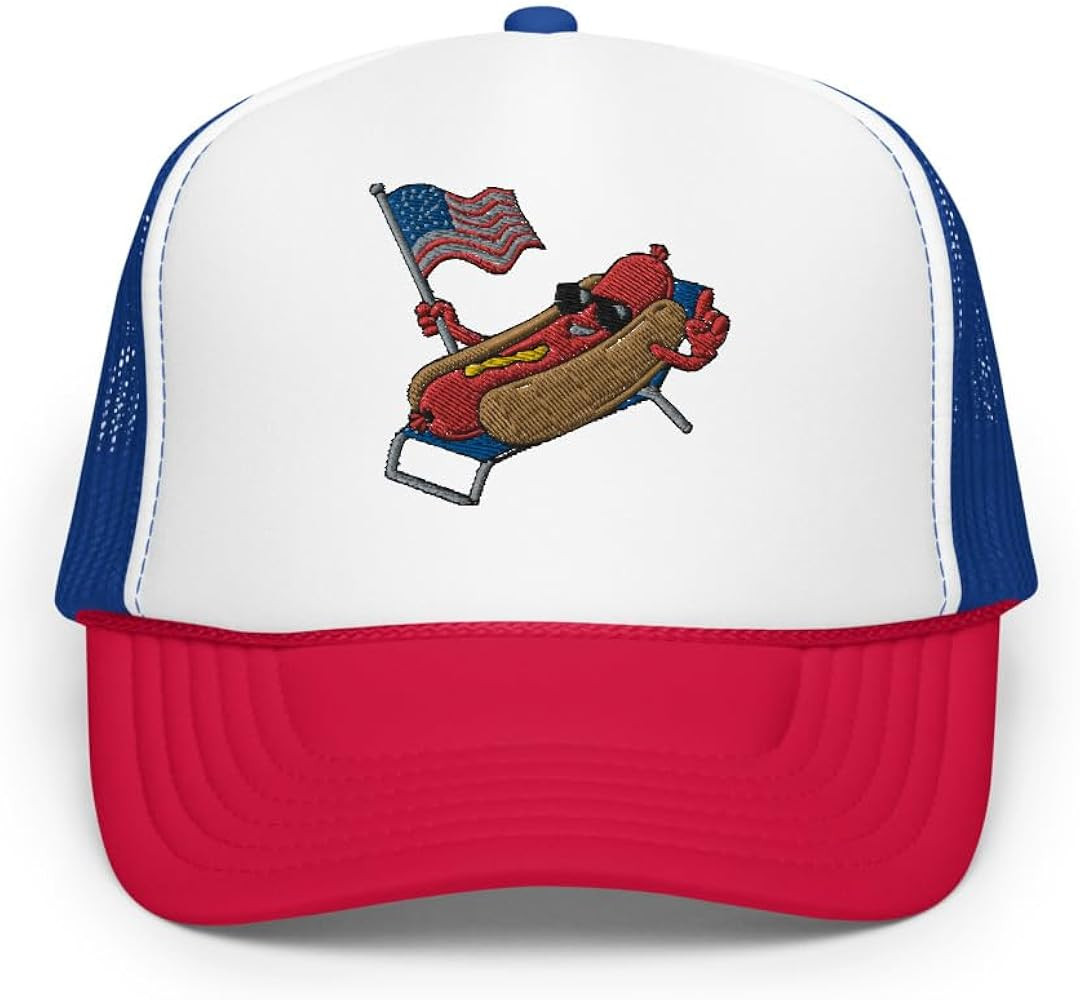 Funny Hotdog American Flag Independence Day Patriotic Foam Trucker Hat | Amazon (US)