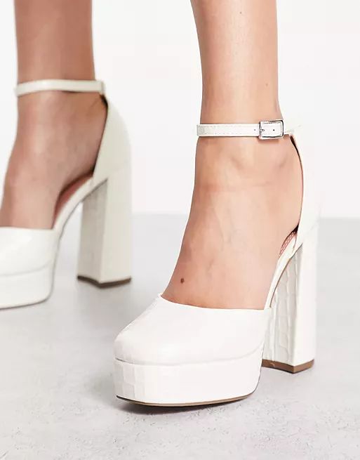 ASOS DESIGN Priority platform high heeled shoes in white | ASOS (Global)
