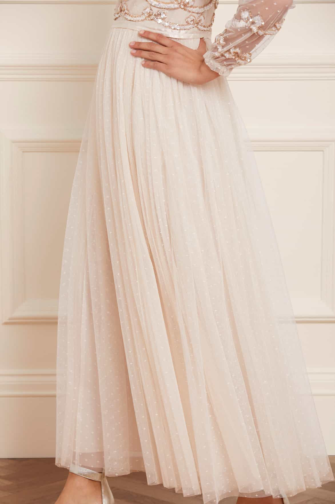 Bow Sequin Bodice Ankle Gown | Needle & Thread US