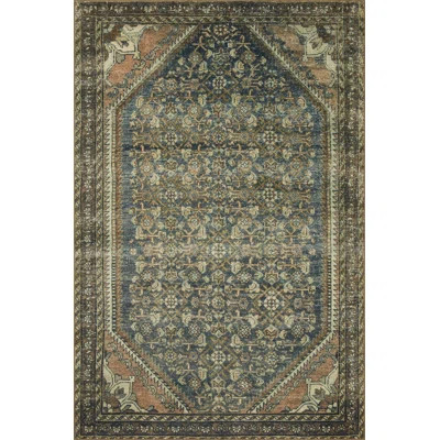 Magnolia Home By Joanna Gaines X Loloi Banks Machine Washable Denim / Clay Area Rug | Wayfair North America