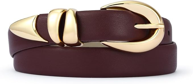 Leather Belt for Women Stylish Design with Gold Buckle | Amazon (US)