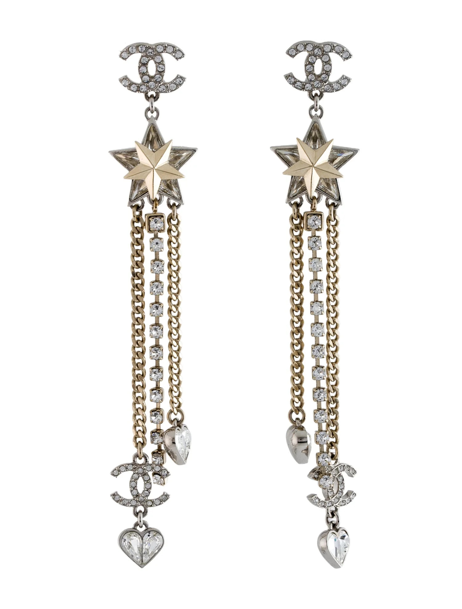2023 Strass CC Star & Heart Drop Earrings | The RealReal