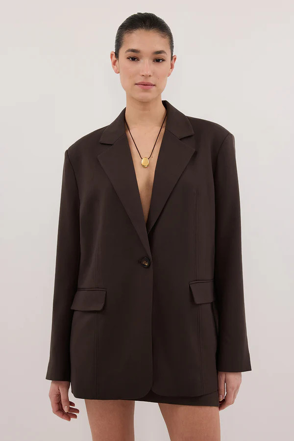 EDEN BITTER CHOC OVERSIZED BOXY BLAZER | DISSH