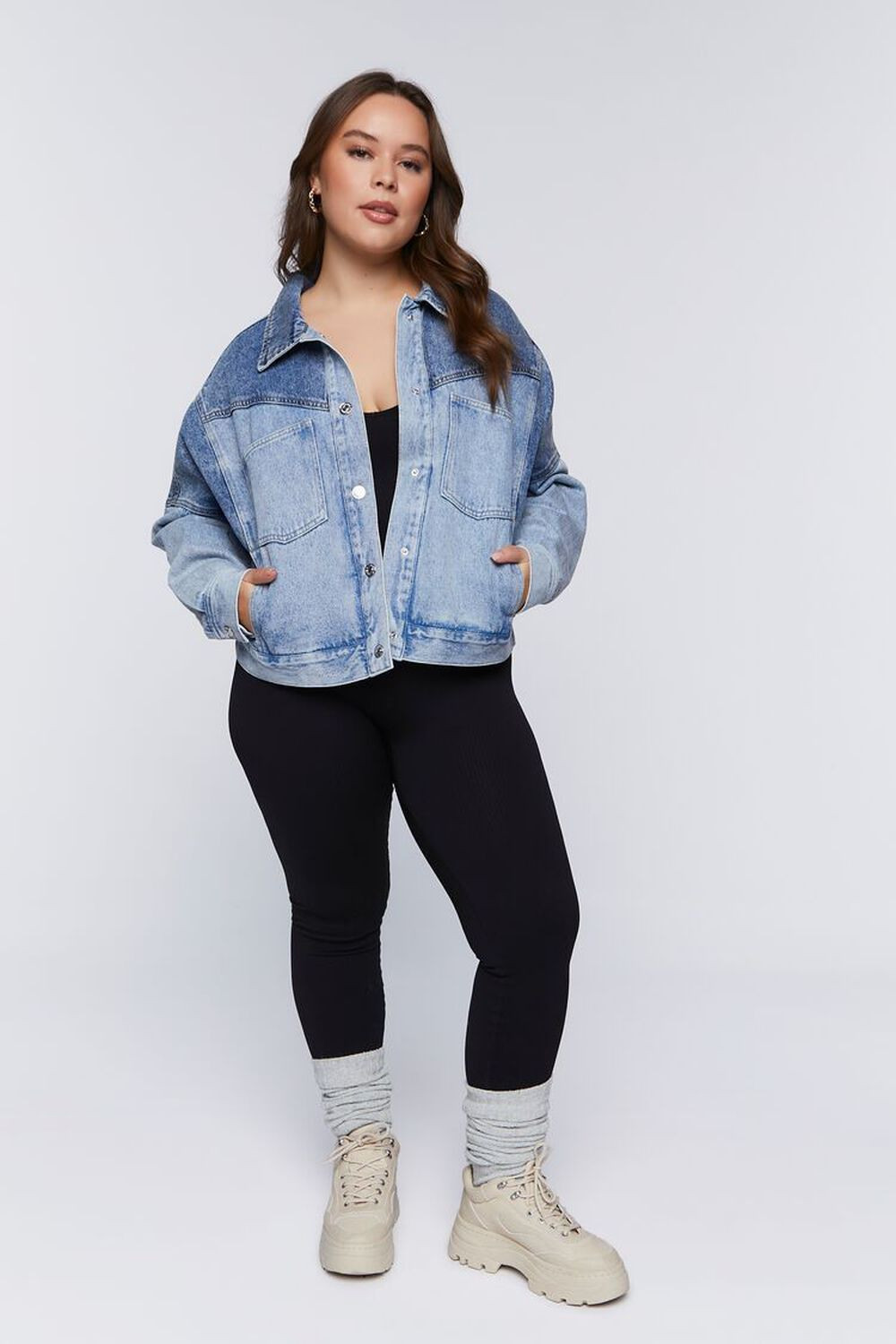 Plus Size Reworked Mineral Wash Trucker Jacket | Forever 21 (US)