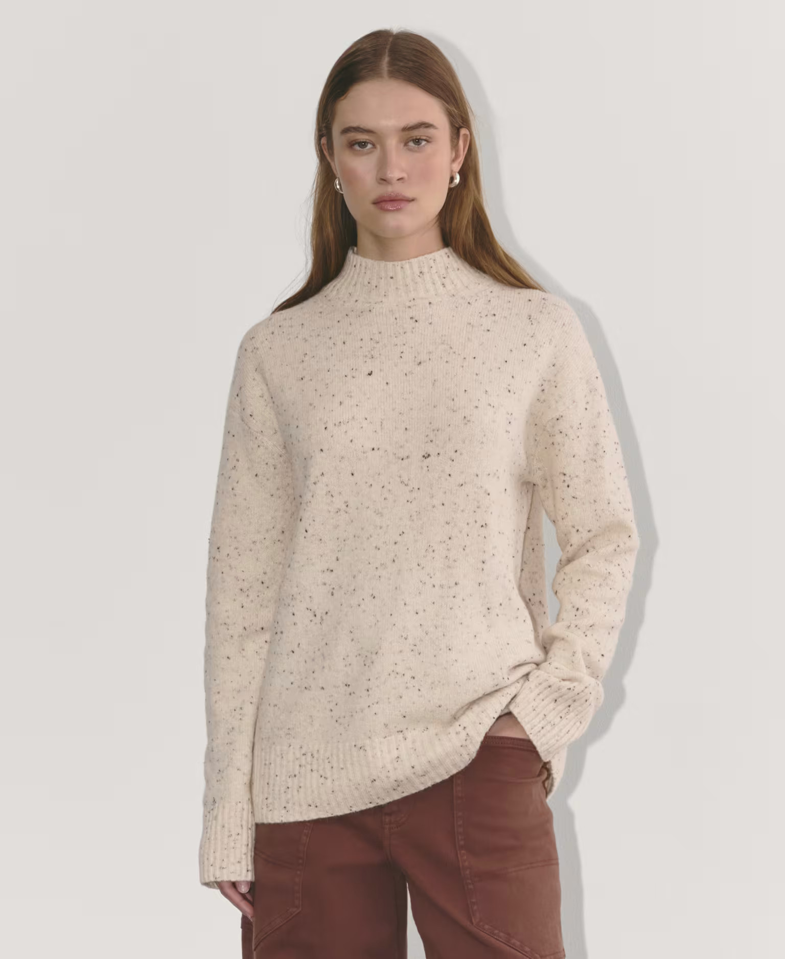 Women's Mockneck Sweater in Plush Cotton by Everlane in Cream Confetti, Size S | Everlane