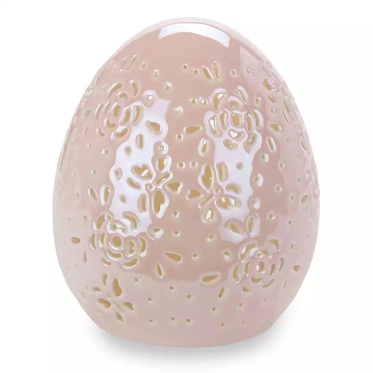 New! LED Pink Ceramic Egg Statue, 5 in. | Kirklands