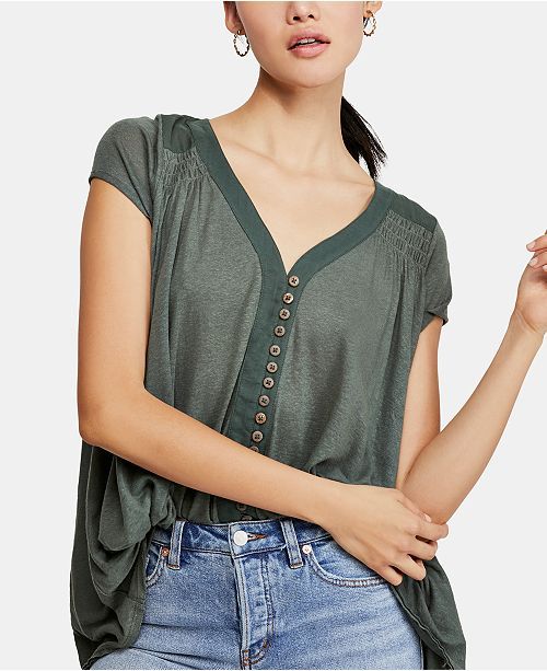 Free People Highland Smocked-Shoulder Top & Reviews - Tops - Women - Macy's | Macys (US)