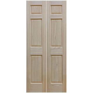 EVERMARK Expressions 24 in. x 80 in. Unfinished 6-Panel Solid Core Red Oak Interior Bi-Fold Door ... | The Home Depot