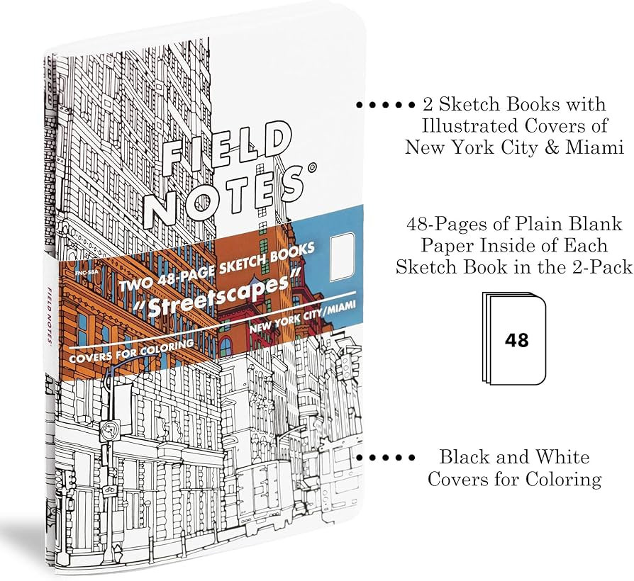Field Notes: Streetscapes Edition Sketch Book 2-Pack Version A - New York City & Miami - Blank Pa... | Amazon (US)