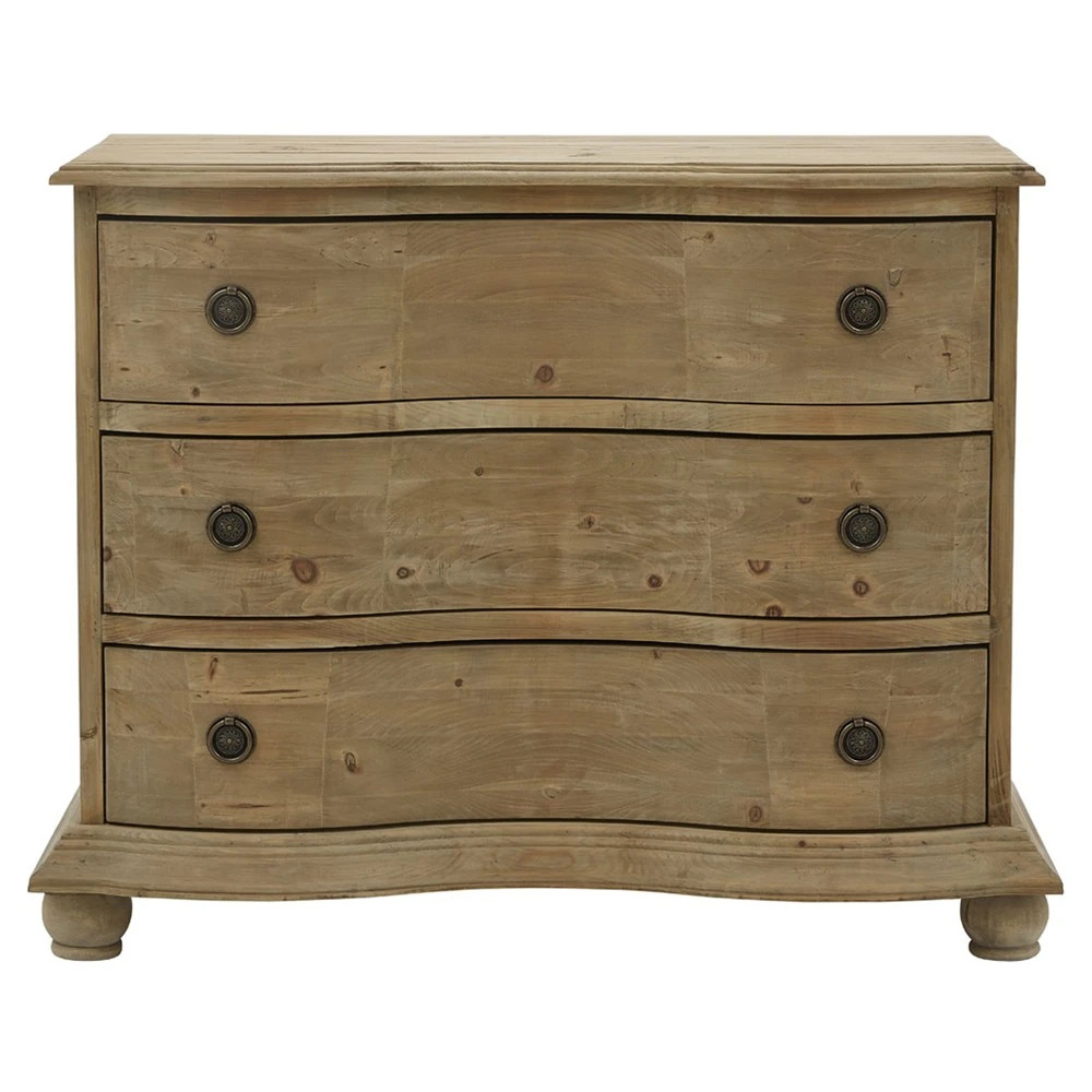 Indigo Rustic Lodge Natural Brown Pine Wood 3 Drawer Dresser | Kathy Kuo Home