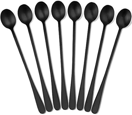 Hiware Matte Black 9-Inch Long Handle Iced Tea Spoon, Coffee Spoon, Ice Cream Spoon, Stainless St... | Amazon (US)