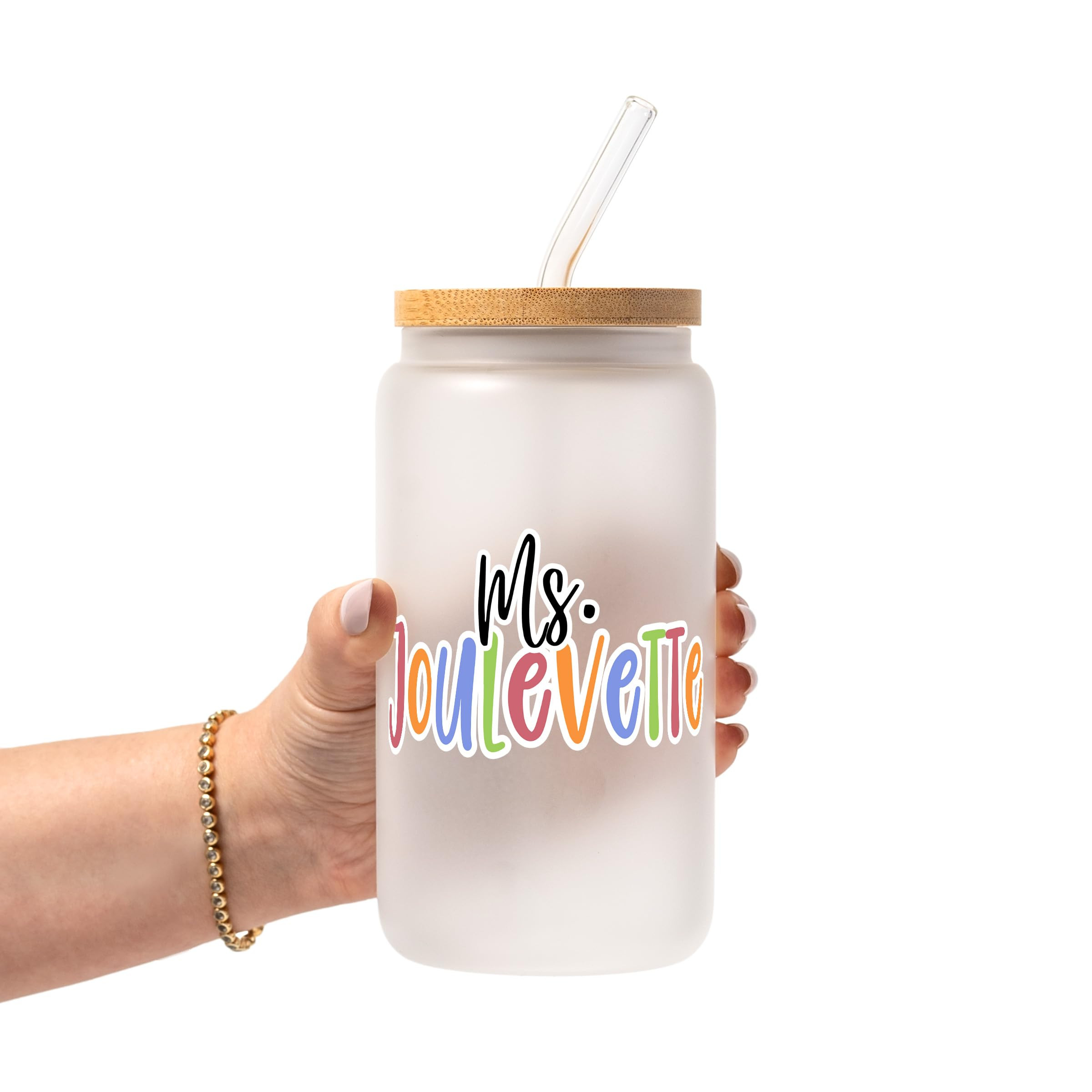 Personalized Teacher Name 16oz Frosted Glass Can Cup with Lid and Straw, Teacher Appreciation Gif... | Amazon (US)