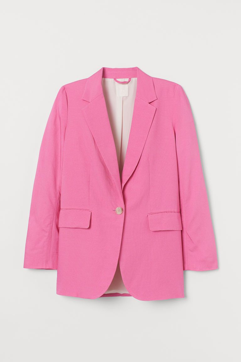 H & M - Linen-blend Blazer - Pink | H&M (US + CA)