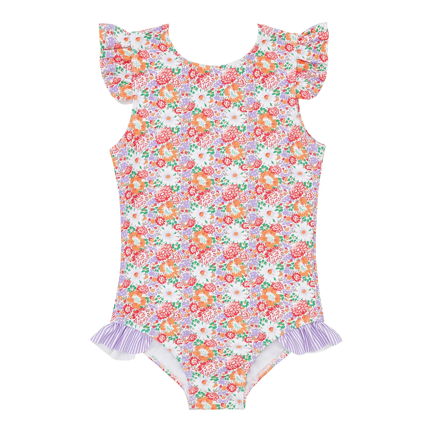 girls island blossom ruffle cap sleeve rashguard one piece | minnow