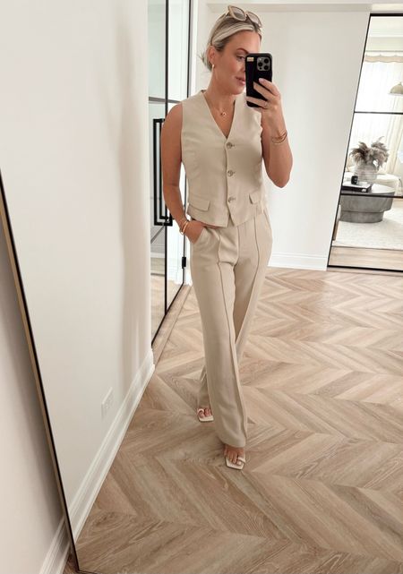 Such a classy outfit!🔥 The trousers come in short, reg, tall options and 3 colors. 

Code: LILLIEXSPANX
Works for free ship too!

Day time look. Spring outfit. Summer outfit. Trousers. Vest. Work outfit. 

#LTKworkwear #LTKstyletip #LTKfindsunder100