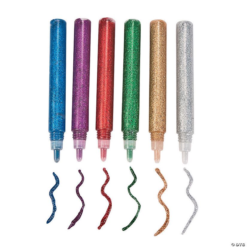 Assorted Colors Jewel Tone Premium Glitter Glue Pens - 24 Pc. | Oriental Trading Company