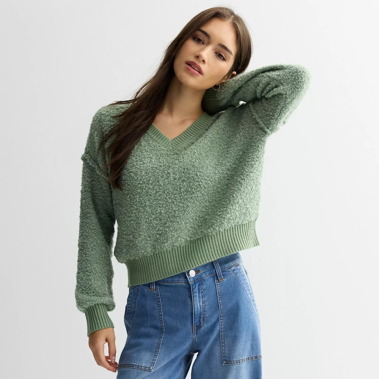 Juniors' SO® Long Sleeve Drop Shoulder V-Neck Pullover Sweater | Kohl's