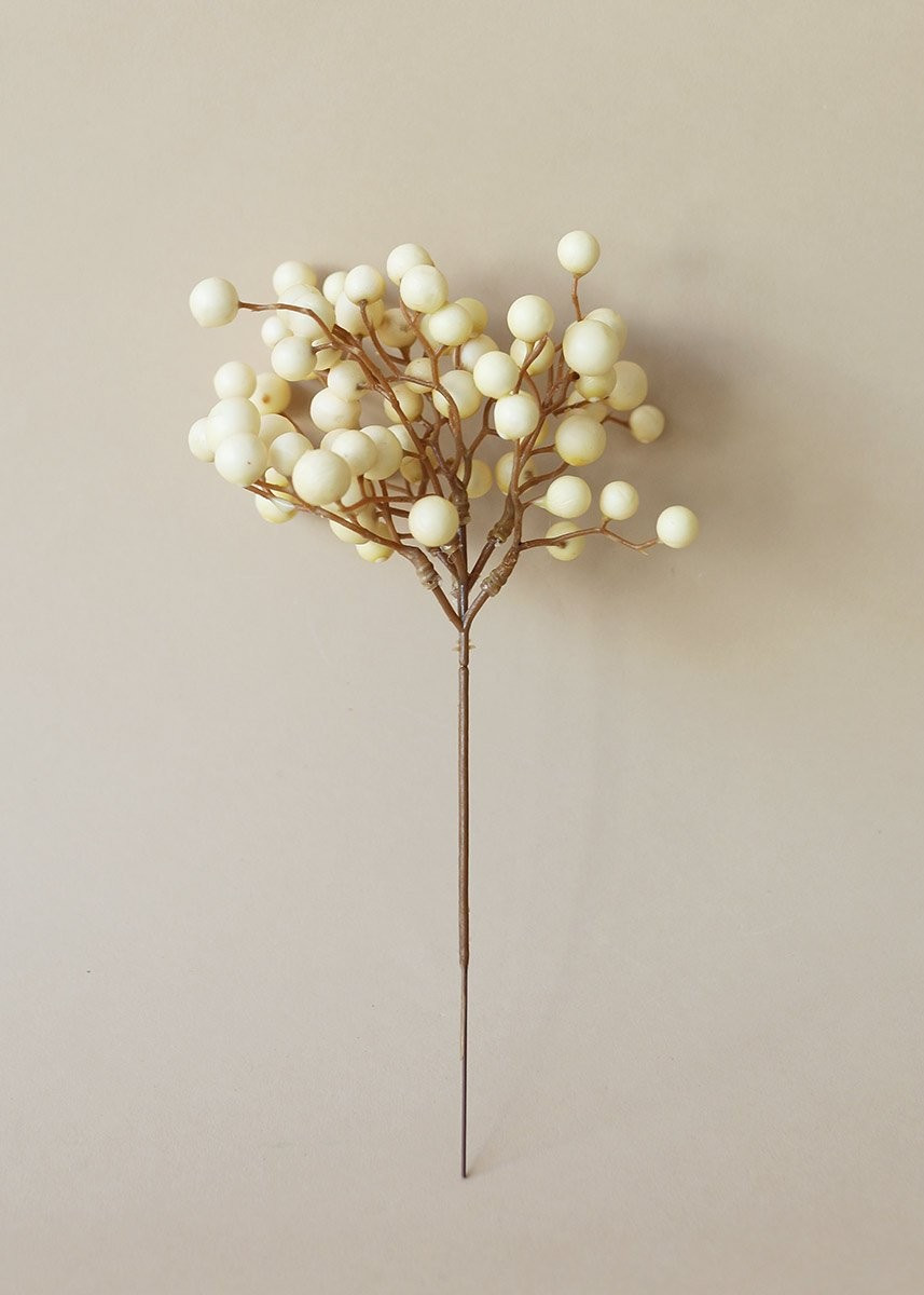 Fake Berries Pick in Cream Beige - 9" | Afloral (US)
