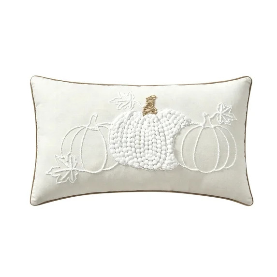 My Texas House 14" x 24" Ivory Embroidered Pumpkin Decorative Pillow | Walmart (US)