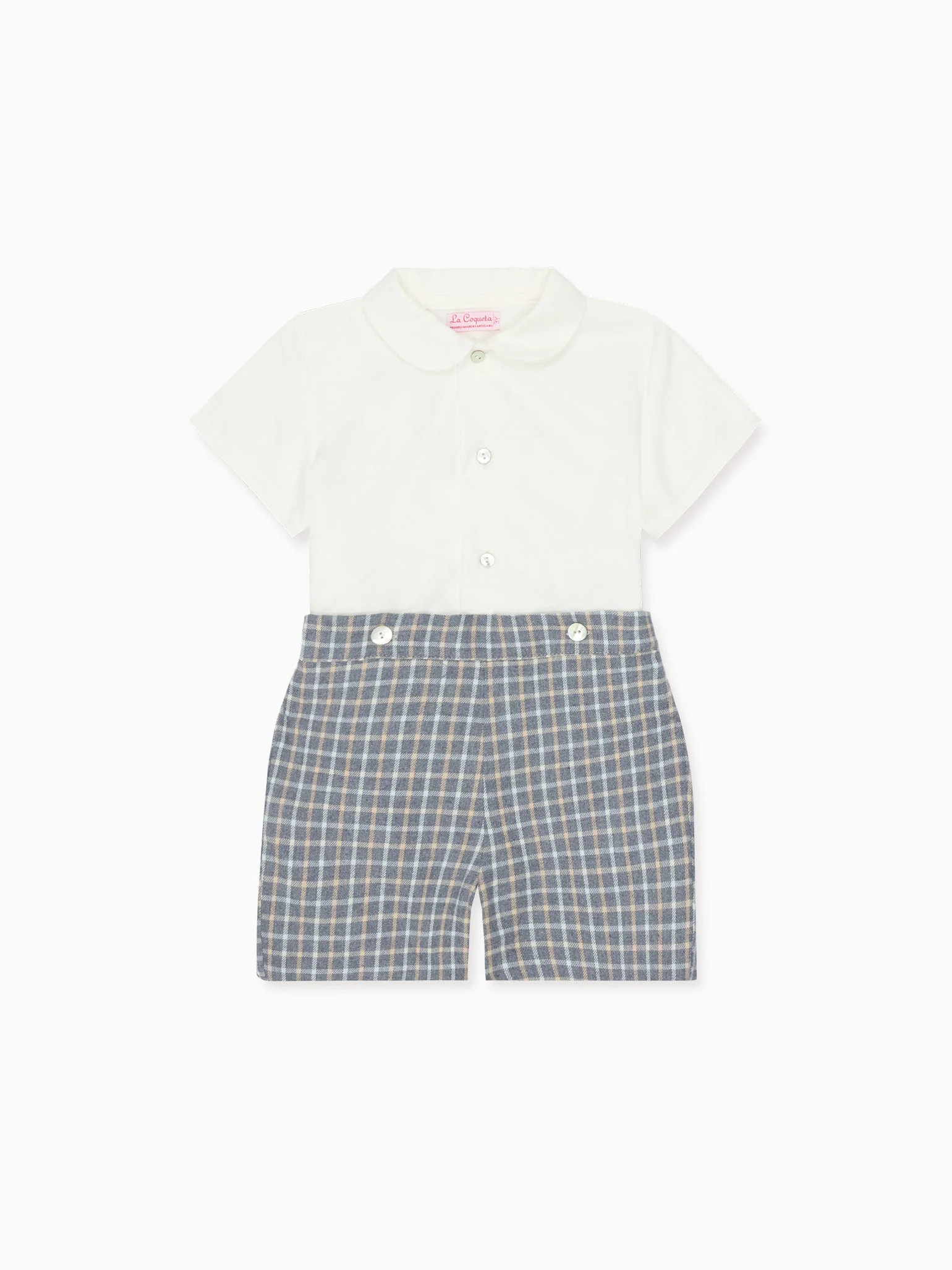 Grey Check Espiga Baby Boy Set | La Coqueta (US)