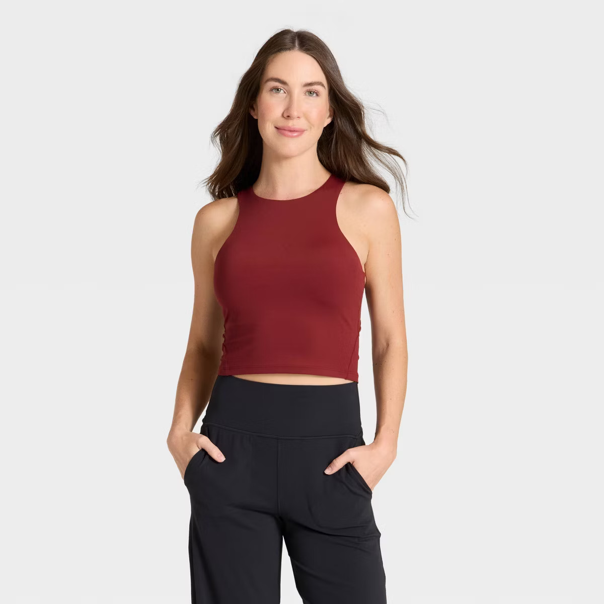 Women's Everyday Soft High Neck Cropped Support Tank Top - All In Motion™ Black M | Target