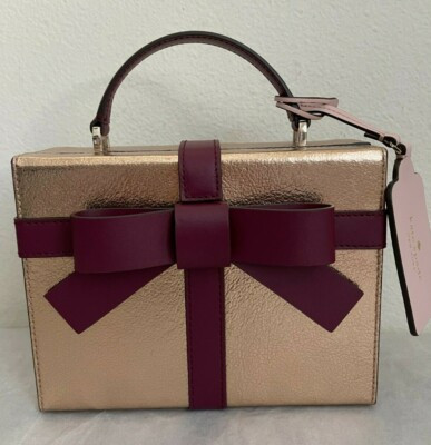NWT Kate Spade Wrapping Party Gift Box Crossbody Bag Glittering Rose Meta $359 | eBay US