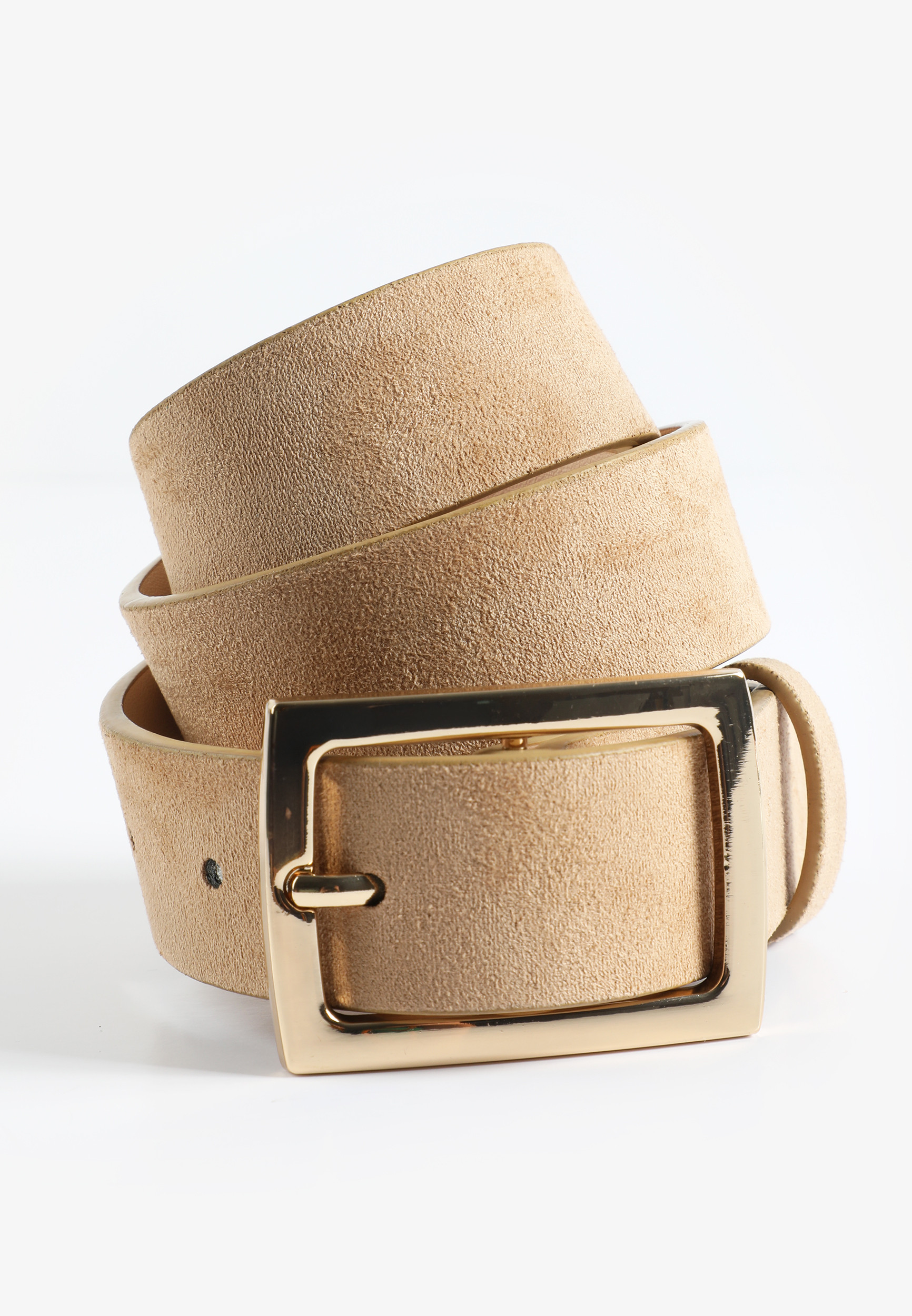 Plus Size Taupe Faux Suede Gold Buckle Belt | maurices | Maurices