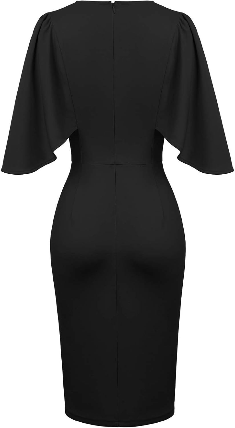 GRACE KARIN Women 3/4 Ruffle Sleeve Slim Fit Business Pencil Dress | Amazon (US)