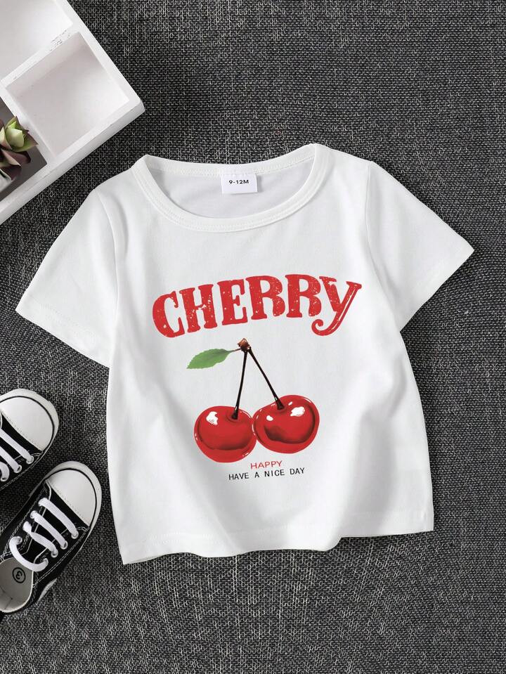 Baby Girl Casual Letter Printed Short Sleeve T-Shirt, Summer | SHEIN USA | SHEIN