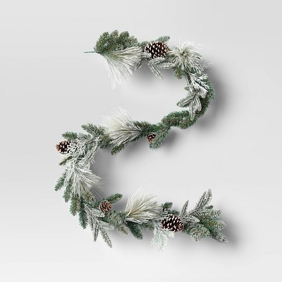 6' Flocked Mixed Greenery with Pinecones Artificial Christmas Garland - Wondershop™: Unlit, Indoor/Outdoor Use | Target