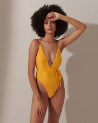Orta Multi-Way Plunge Swimsuit Yellow | Bluebella
