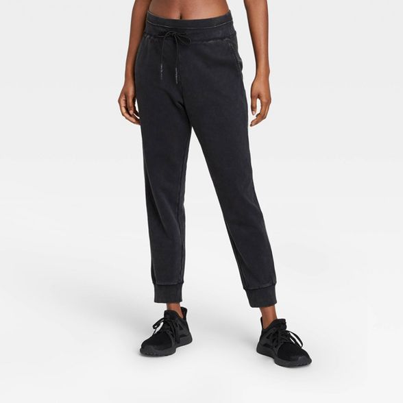 Women's Mid-Rise French Terry Acid Wash Jogger Pants with Side Panel - JoyLab™ | Target