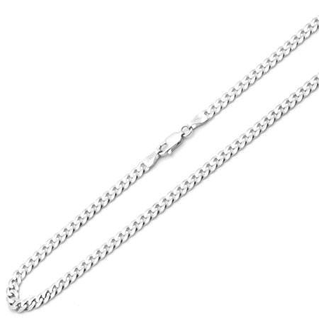 14K White Gold Chain 4mm Concaved Light Curb Chain Necklace (16, 18, 20, 22, 24 Inches) | Walmart (US)