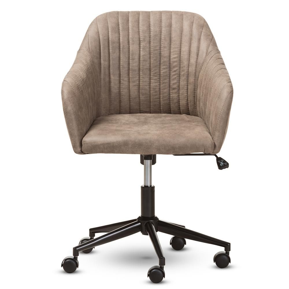 Baxton Studio Maida Light Brown Fabric Office Chair | The Home Depot