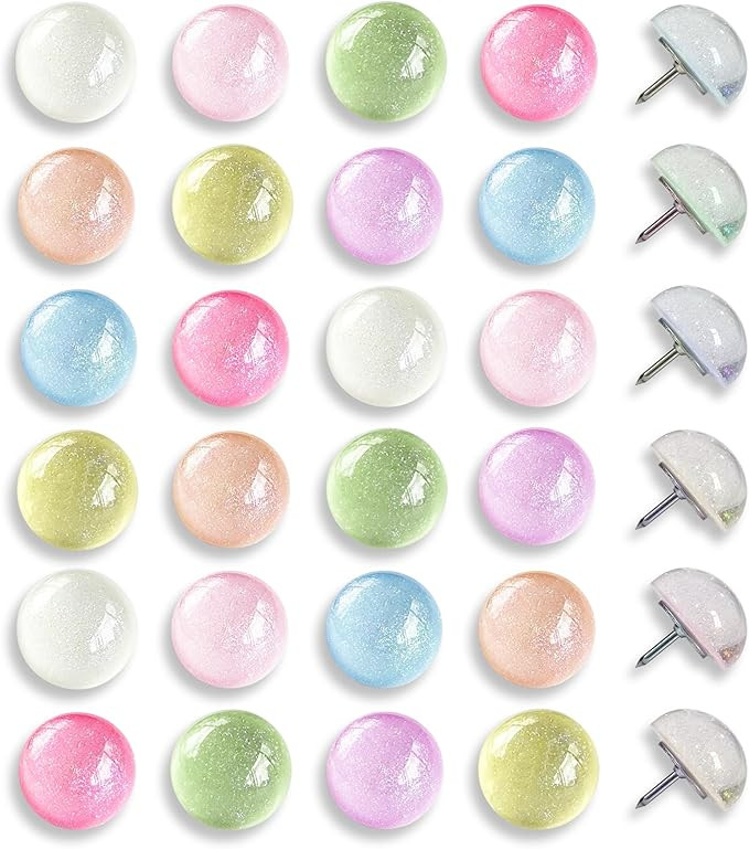 Cute Push pins, Decorative Studs, 24 Glittering pins, Suitable for Bulletin Boards and corkboards... | Amazon (US)