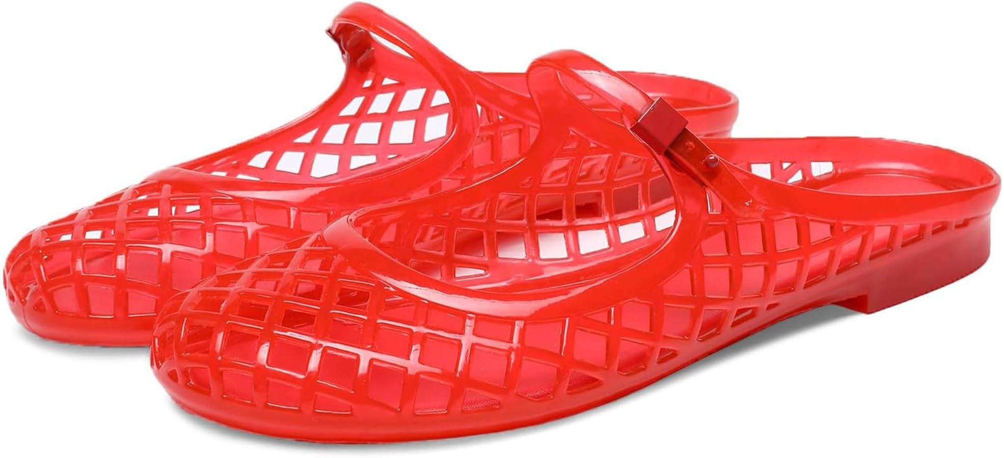 Women's Jelly Mesh Flat Slide Sandals with Adjustable Buckle Strap Fashion Closed Round Toe Comfo... | Amazon (US)