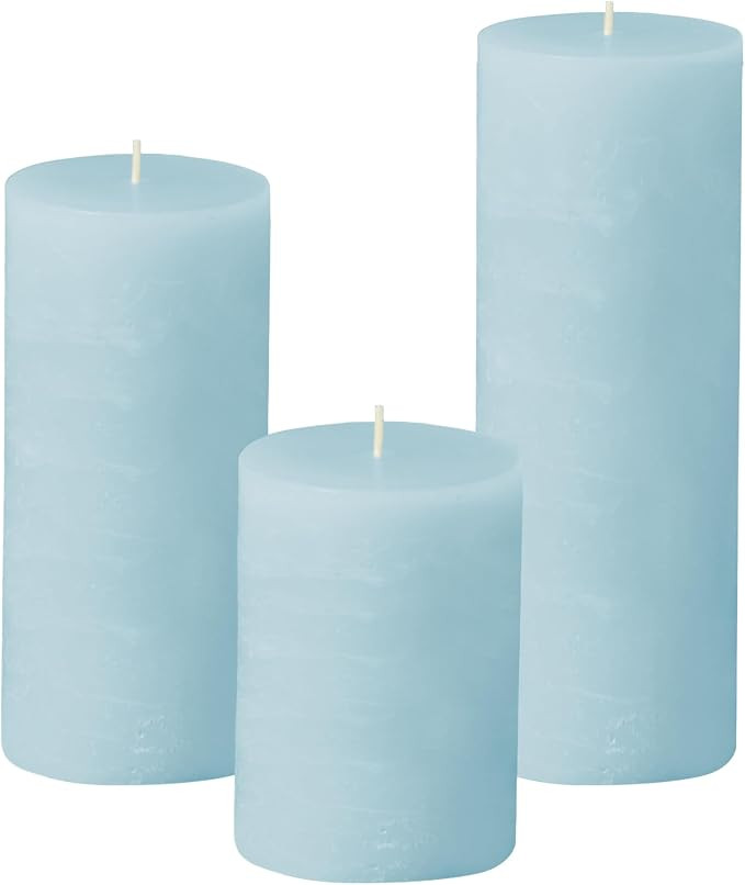 Simply Soson Light Blue Pillar Candles Set of 3, 3 Sizes, Unscented | Light blue pillar candles, ... | Amazon (US)