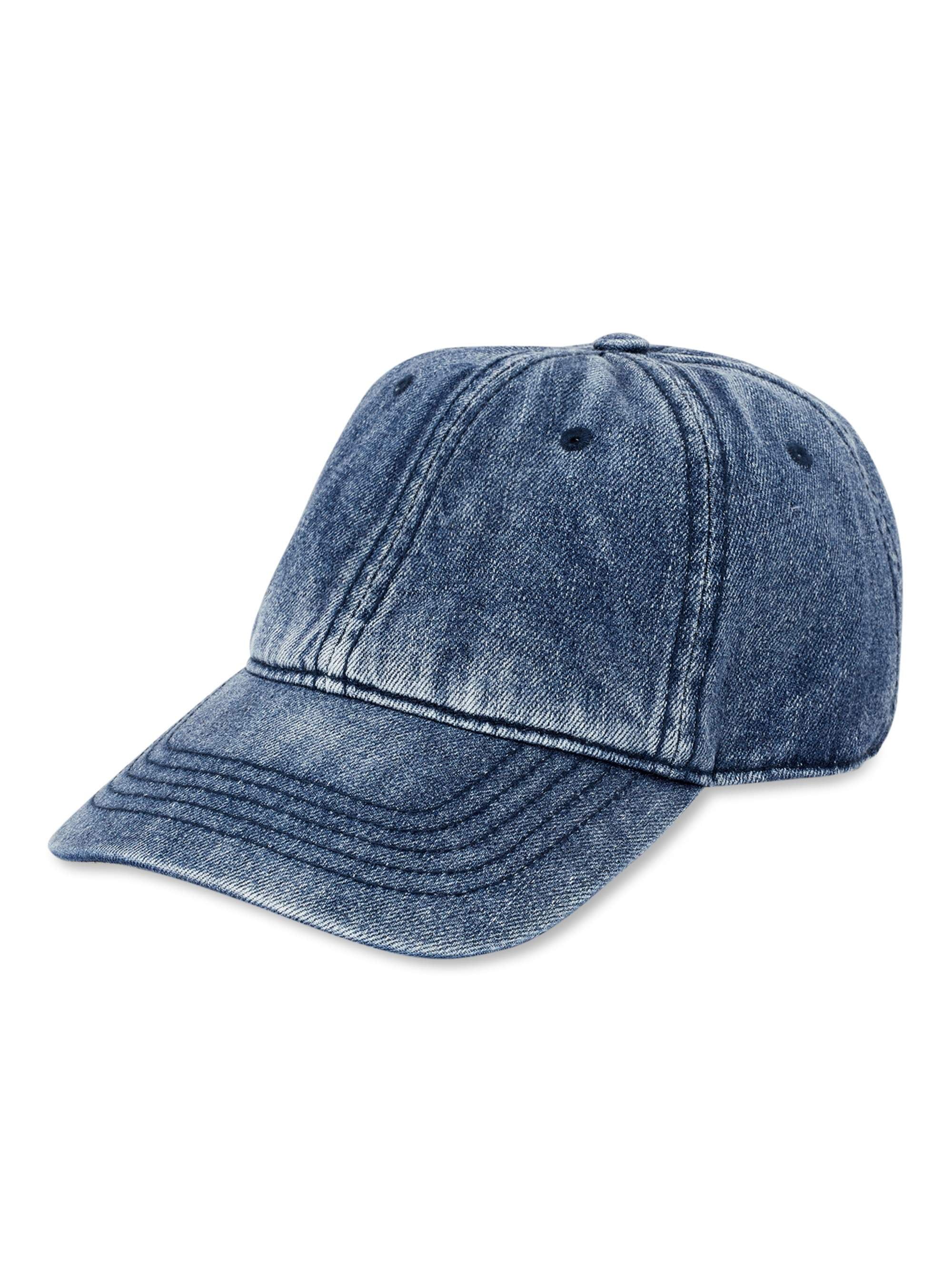 Time and Tru Women's Washed Cotton Twill Baseball Hat Blue Denim | Walmart (US)